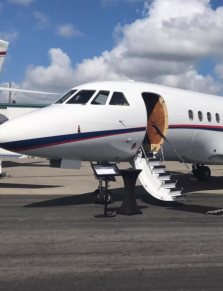Private jet on the apron with the airstair down