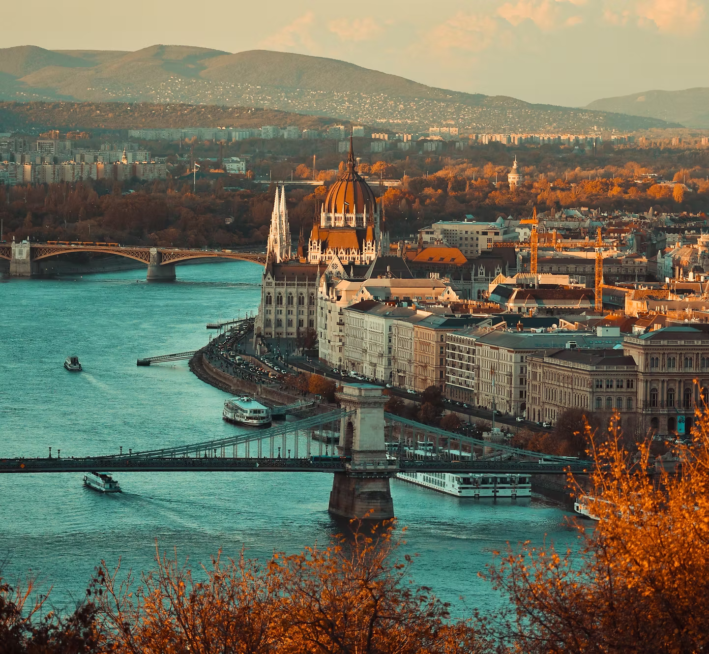 Budapest on the Danube in autumn light